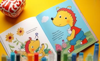 Colourful children's book open on a table